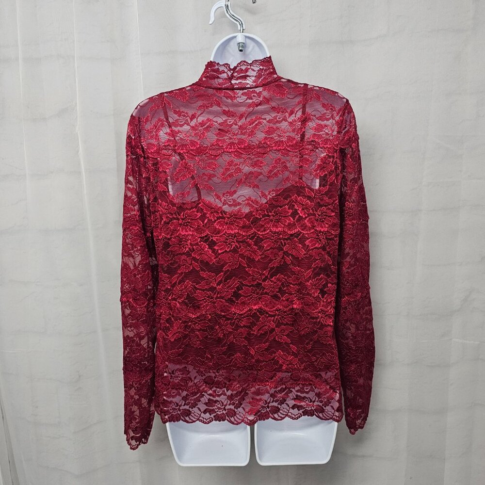 Apt 9 Blouse Red Lace Floral Goth Whimsigoth Dark Fairy Indie Grunge L - Picture 8 of 13